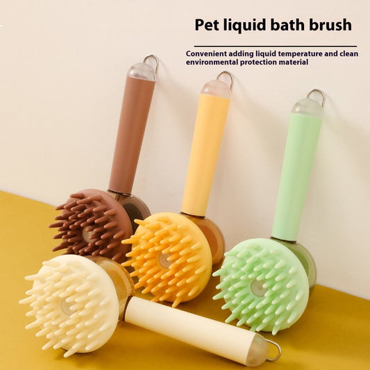 KFX-9281981 3-in-1 Bath Brush for Pets with Silicone Massage and De-fluffing Features