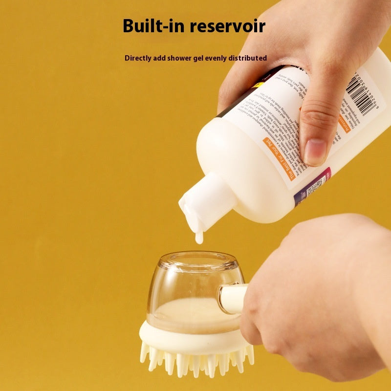 KFX-9281981 3-in-1 Bath Brush for Pets with Silicone Massage and De-fluffing Features