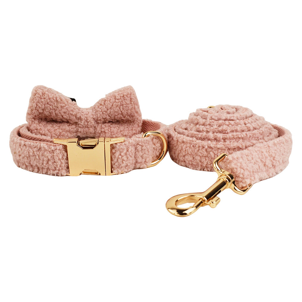 KFX-9283901 Three-Piece Dog Collar and Leash Set with Bow – Durable Cloth Design