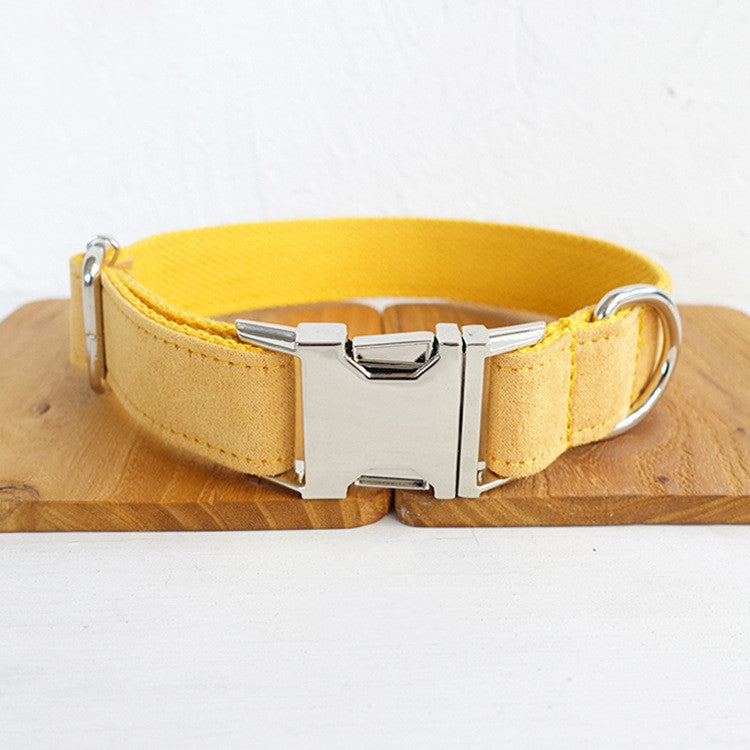 KFX-9285949 Customizable Yellow Velvet Adjustable Polyester Dog Collar