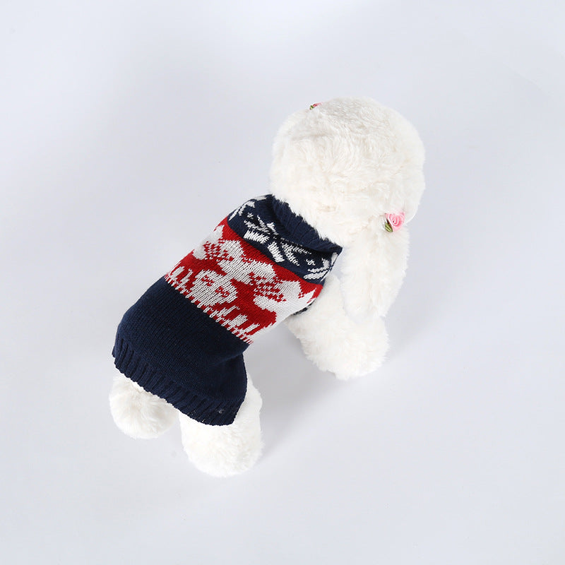 KFX-9287869 Personalized Christmas Dog Sweater in Navy Blue - Knitted Acrylic, Sizes XS to L