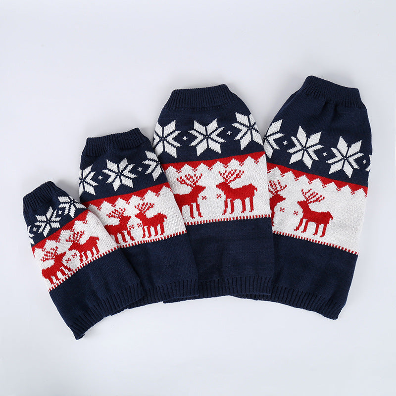 KFX-9287869 Personalized Christmas Dog Sweater in Navy Blue - Knitted Acrylic, Sizes XS to L