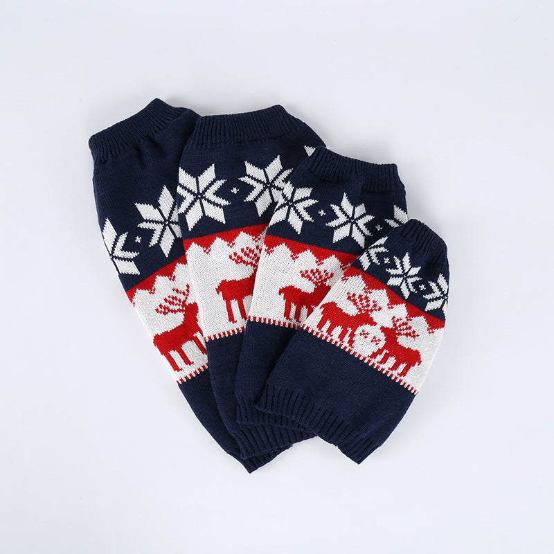 KFX-9287869 Personalized Christmas Dog Sweater in Navy Blue - Knitted Acrylic, Sizes XS to L