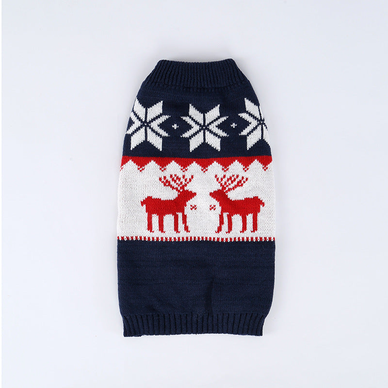 KFX-9287869 Personalized Christmas Dog Sweater in Navy Blue - Knitted Acrylic, Sizes XS to L