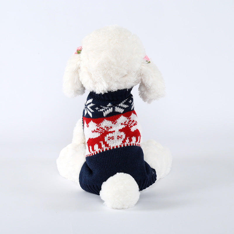 KFX-9287869 Personalized Christmas Dog Sweater in Navy Blue - Knitted Acrylic, Sizes XS to L