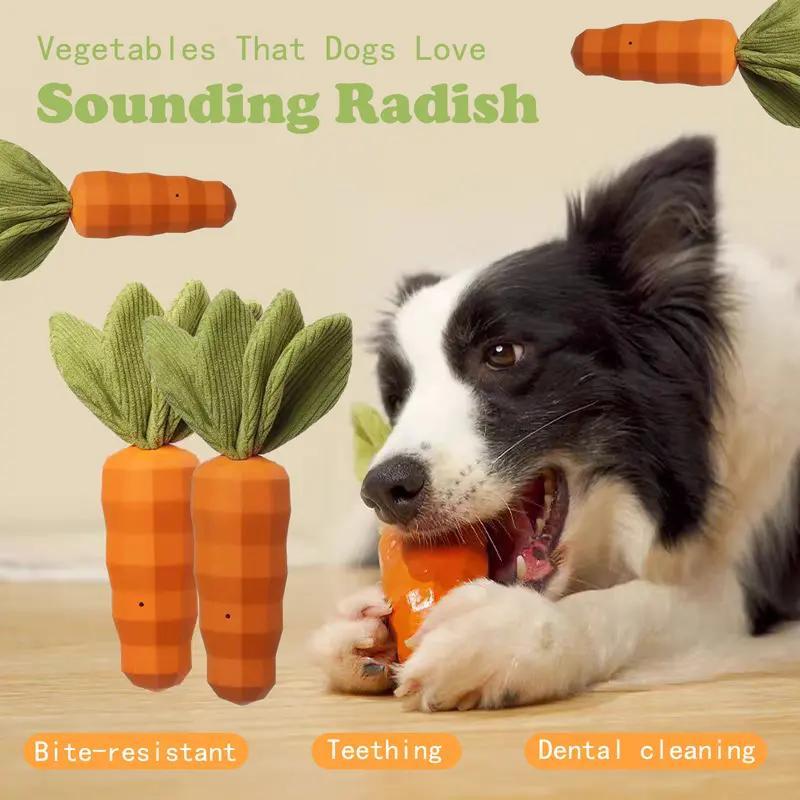 KFX-9288509 Durable Rubber Carrot Dog Toy for Interactive Chewing, Training, and Oral Health