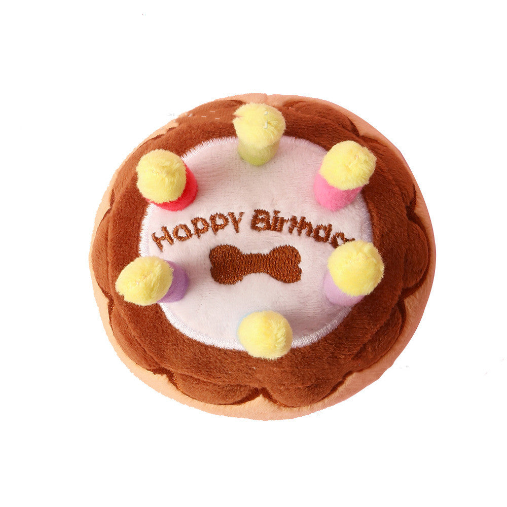 KFX-9289533 Pet Plush Birthday Cake Toy for Dogs – Stress Relief & Chewing Fun