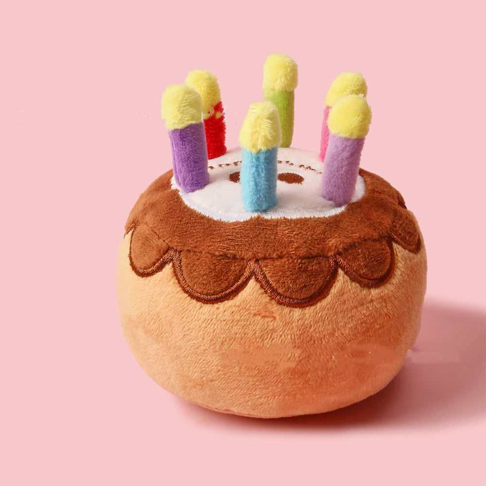 KFX-9289533 Pet Plush Birthday Cake Toy for Dogs – Stress Relief & Chewing Fun