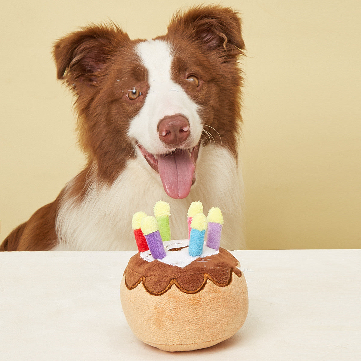 KFX-9289533 Pet Plush Birthday Cake Toy for Dogs – Stress Relief & Chewing Fun