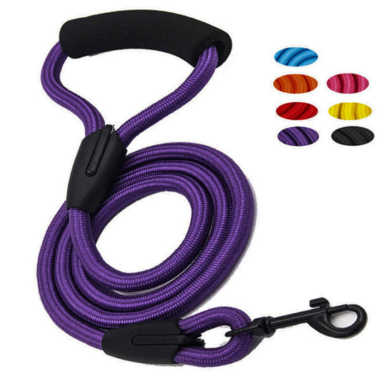 KFX-9289661 Reflective Nylon Dog Collar with Foam Handle and Metal Hook - Available in Multiple Colors and Sizes