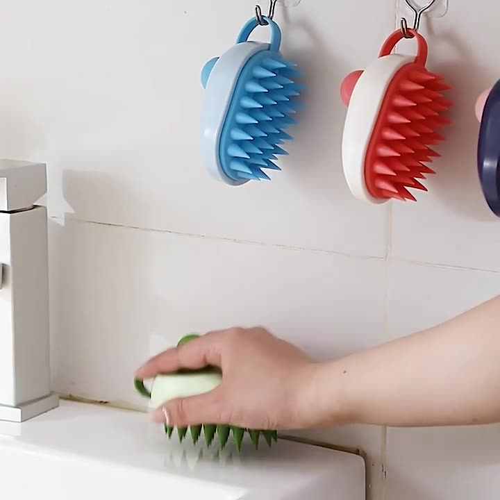 KFX-9291453 Creative Soft Gel Bath and Pet Shampoo Brush Massager - TPR/ABS, 6.4x11.4x7cm