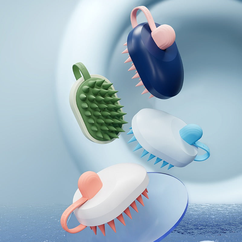 KFX-9291453 Creative Soft Gel Bath and Pet Shampoo Brush Massager - TPR/ABS, 6.4x11.4x7cm