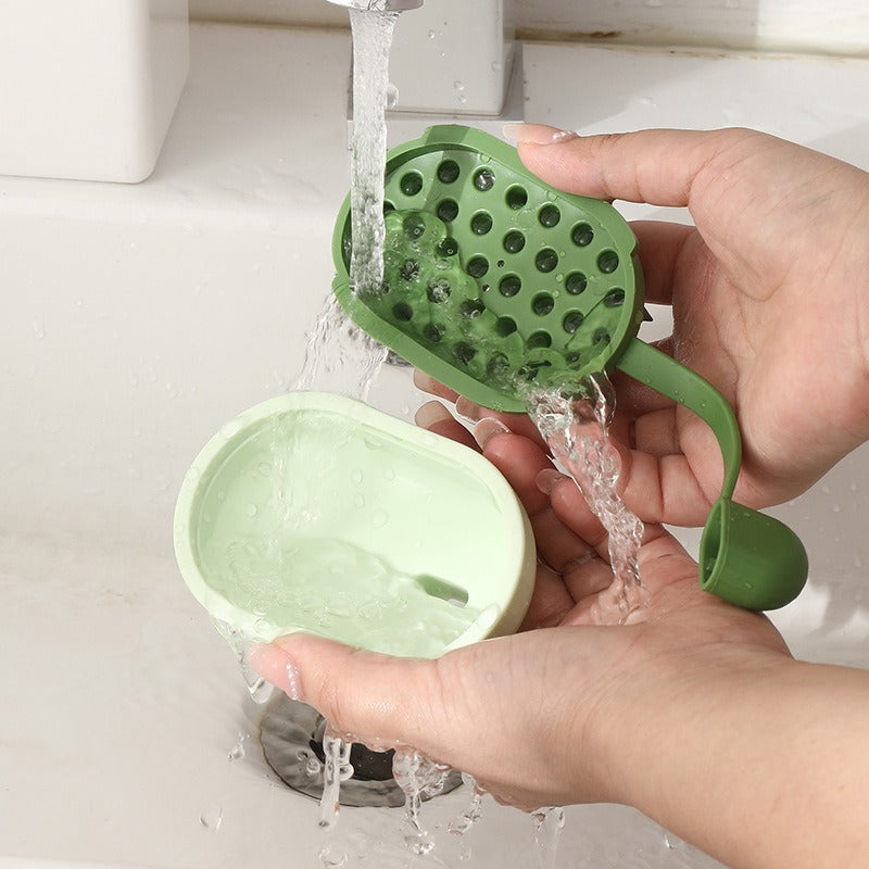 KFX-9291453 Creative Soft Gel Bath and Pet Shampoo Brush Massager - TPR/ABS, 6.4x11.4x7cm