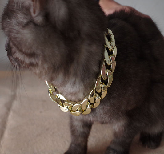 KFX-9291837 Gold-Plated Adjustable Pet Dog Necklace with Extended Chain Options