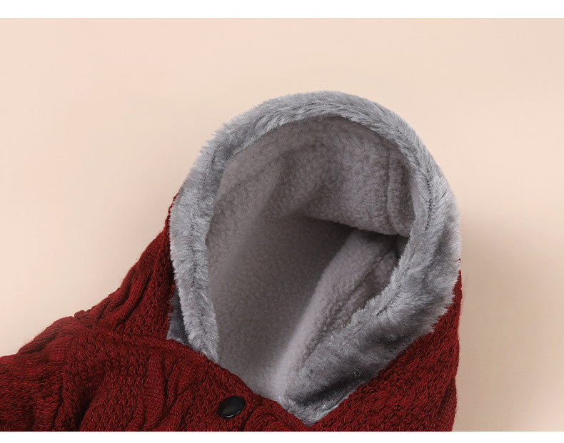 KFX-9293629 Warm Cotton Sweater for Small and Medium Dogs in Navy Blue and Wine Red