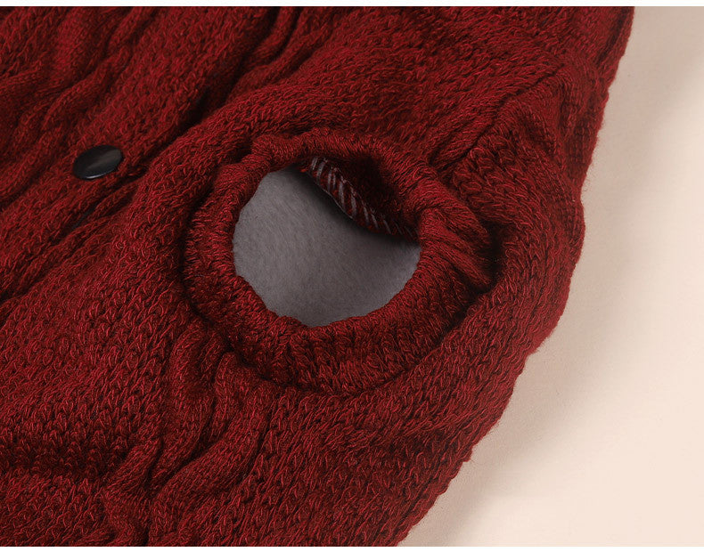 KFX-9293629 Warm Cotton Sweater for Small and Medium Dogs in Navy Blue and Wine Red
