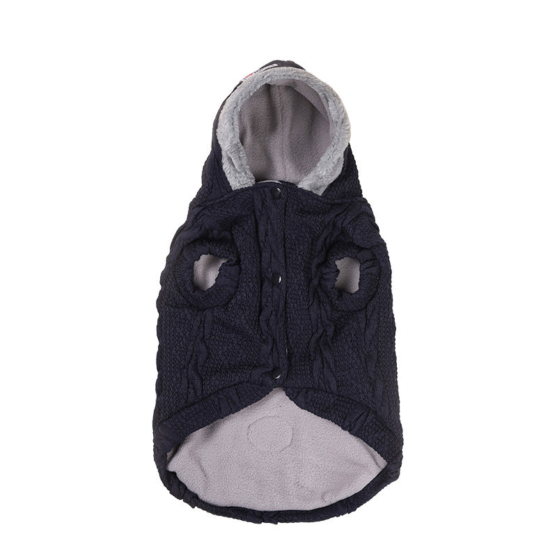 KFX-9293629 Warm Cotton Sweater for Small and Medium Dogs in Navy Blue and Wine Red