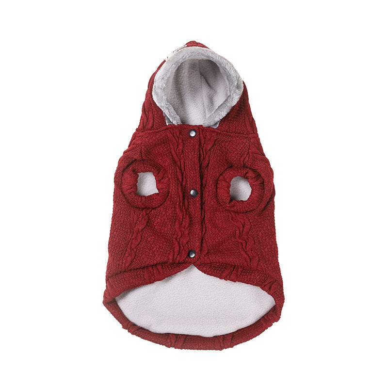 KFX-9293629 Warm Cotton Sweater for Small and Medium Dogs in Navy Blue and Wine Red