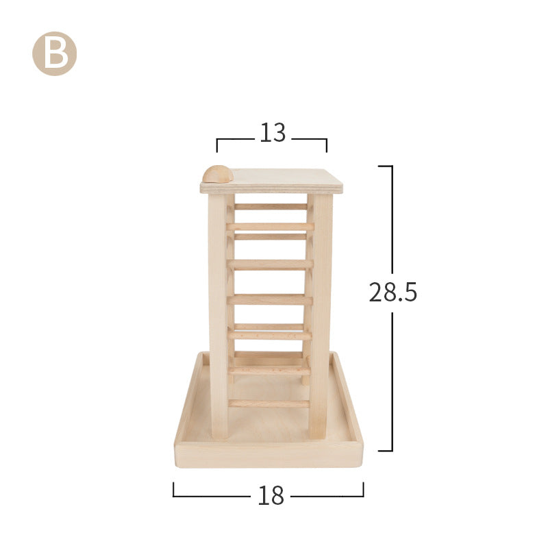 KFX-9294013 Multifunctional Wooden Straw Rack for Rabbits - Square Grass Frame, Large Size 36.5x24.5x16.5cm