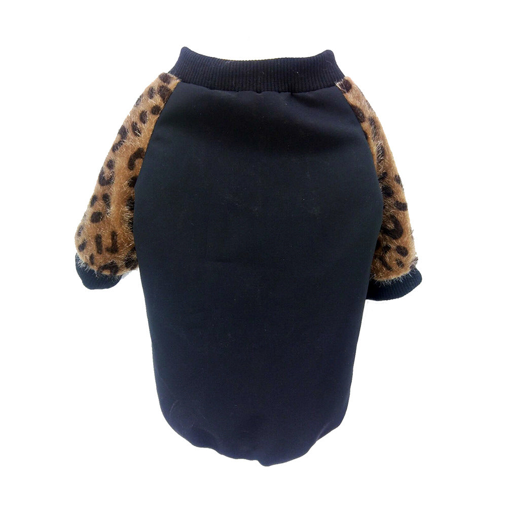 KFX-9295293 Leopard Print Dog Jacket for Stylish Pets - Polyester Two-Legged Clothing in Blue