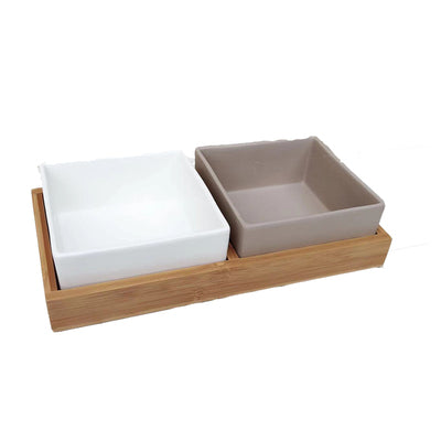 KFX-9295805 Square Ceramic Dog Food Bowl for Pets - Light Luxury Design