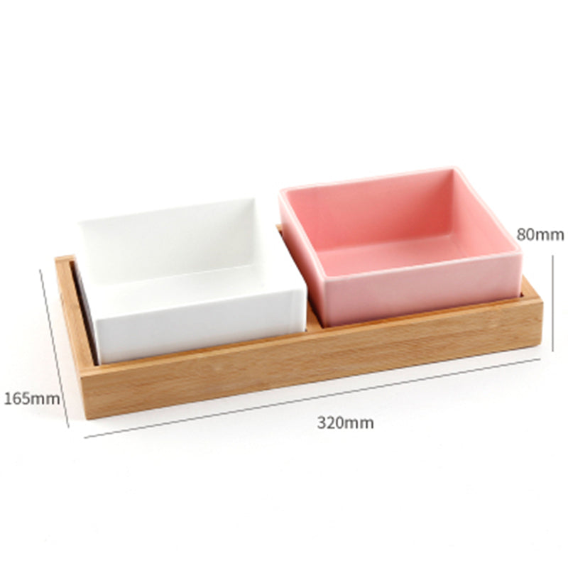 KFX-9295805 Square Ceramic Dog Food Bowl for Pets - Light Luxury Design