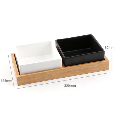 KFX-9295805 Square Ceramic Dog Food Bowl for Pets - Light Luxury Design