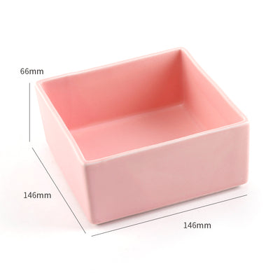 KFX-9295805 Square Ceramic Dog Food Bowl for Pets - Light Luxury Design