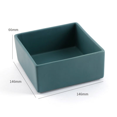 KFX-9295805 Square Ceramic Dog Food Bowl for Pets - Light Luxury Design