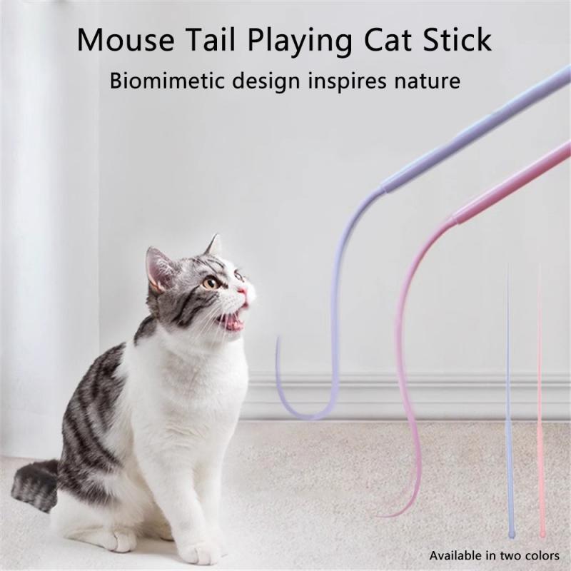 KFX-9298877 Interactive Cat Teaser with Silicone Mouse Tail - Engaging Pet Toy for Kittens and Cats
