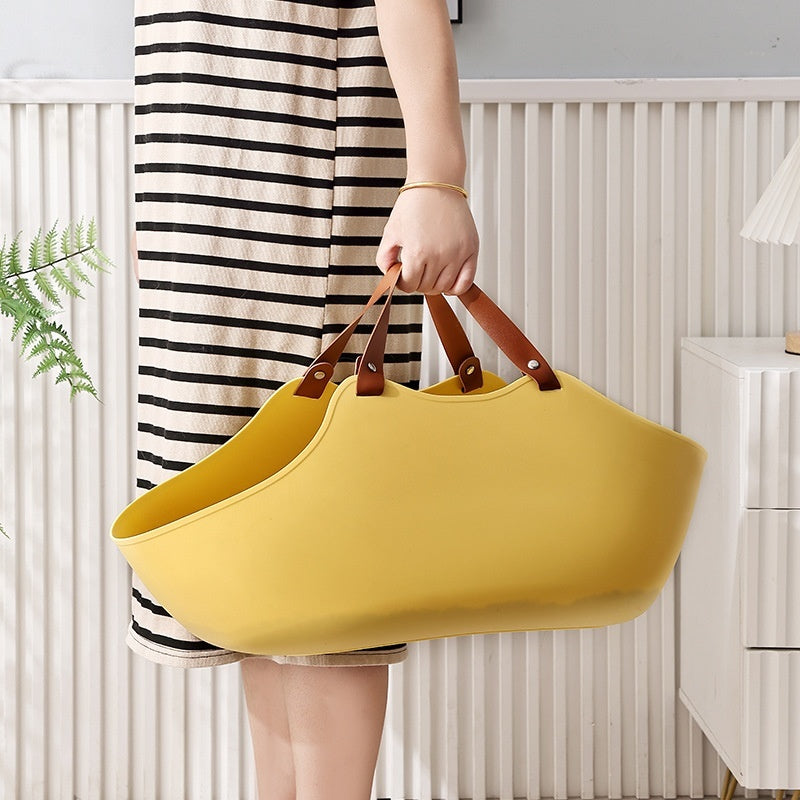 KFX-9299645 Portable Open Cat Litter Box - Yellow and Gray, PE Material, 51x36x24cm