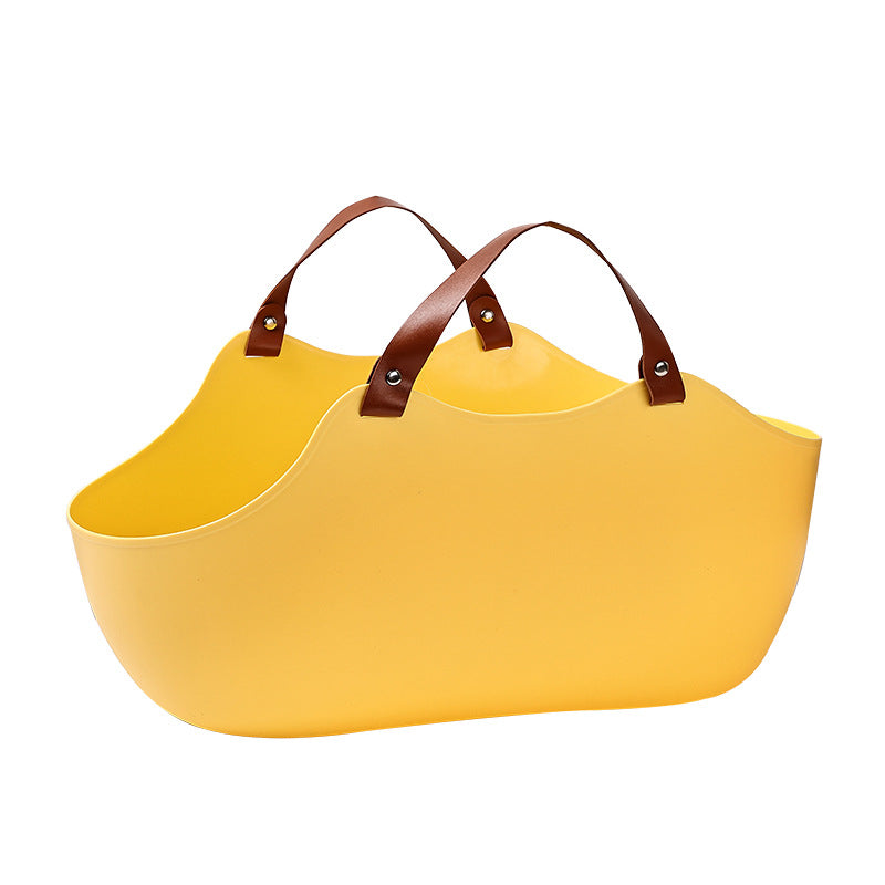KFX-9299645 Portable Open Cat Litter Box - Yellow and Gray, PE Material, 51x36x24cm