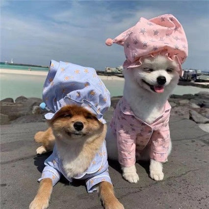 KFX-9300157 Korean Spring Blue Star-Patterned Cotton Pajama Suit for Pets