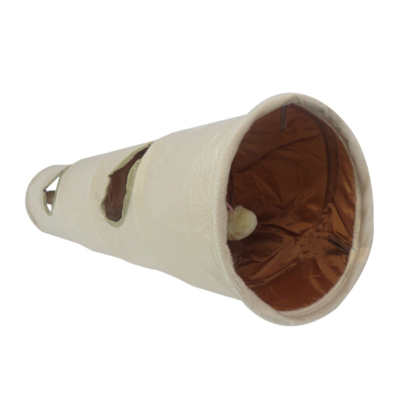 KFX-9300669 Collapsible Short Plush and Oxford Cloth Cat Tunnel, 25X120CM