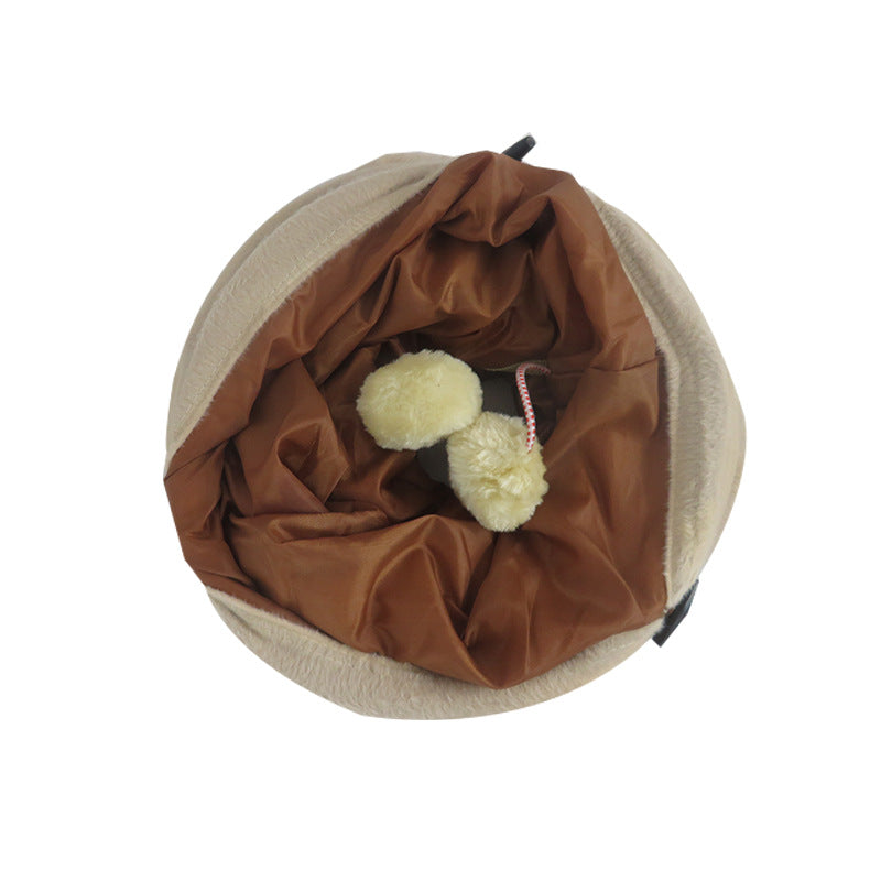 KFX-9300669 Collapsible Short Plush and Oxford Cloth Cat Tunnel, 25X120CM