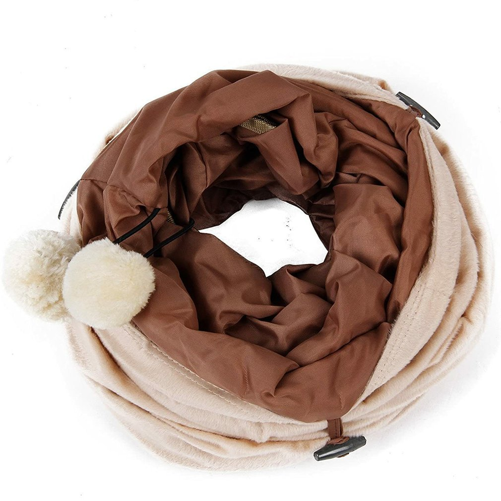 KFX-9300669 Collapsible Short Plush and Oxford Cloth Cat Tunnel, 25X120CM