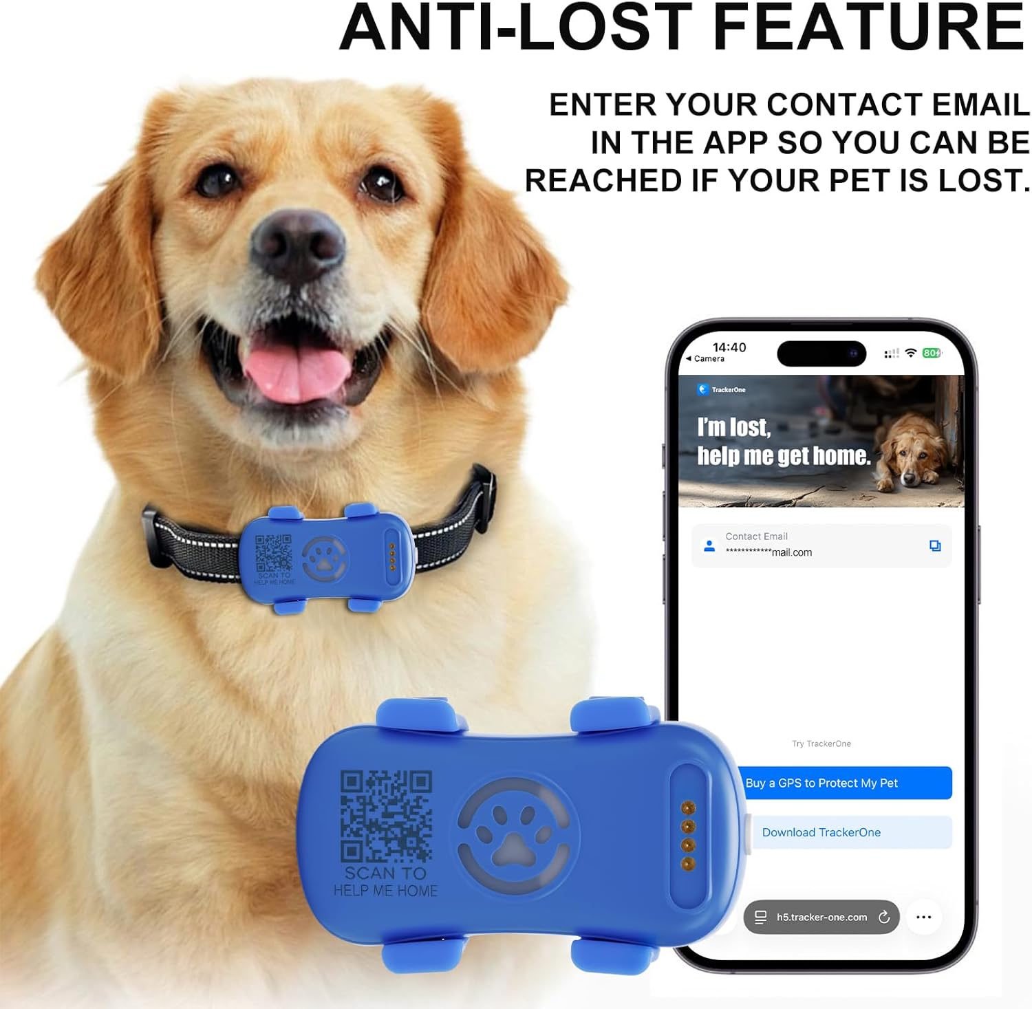KFX-9304637 Real-Time Pet GPS Tracker with Geofence, Activity Monitoring, Waterproof Design, and Sound & Light Alerts