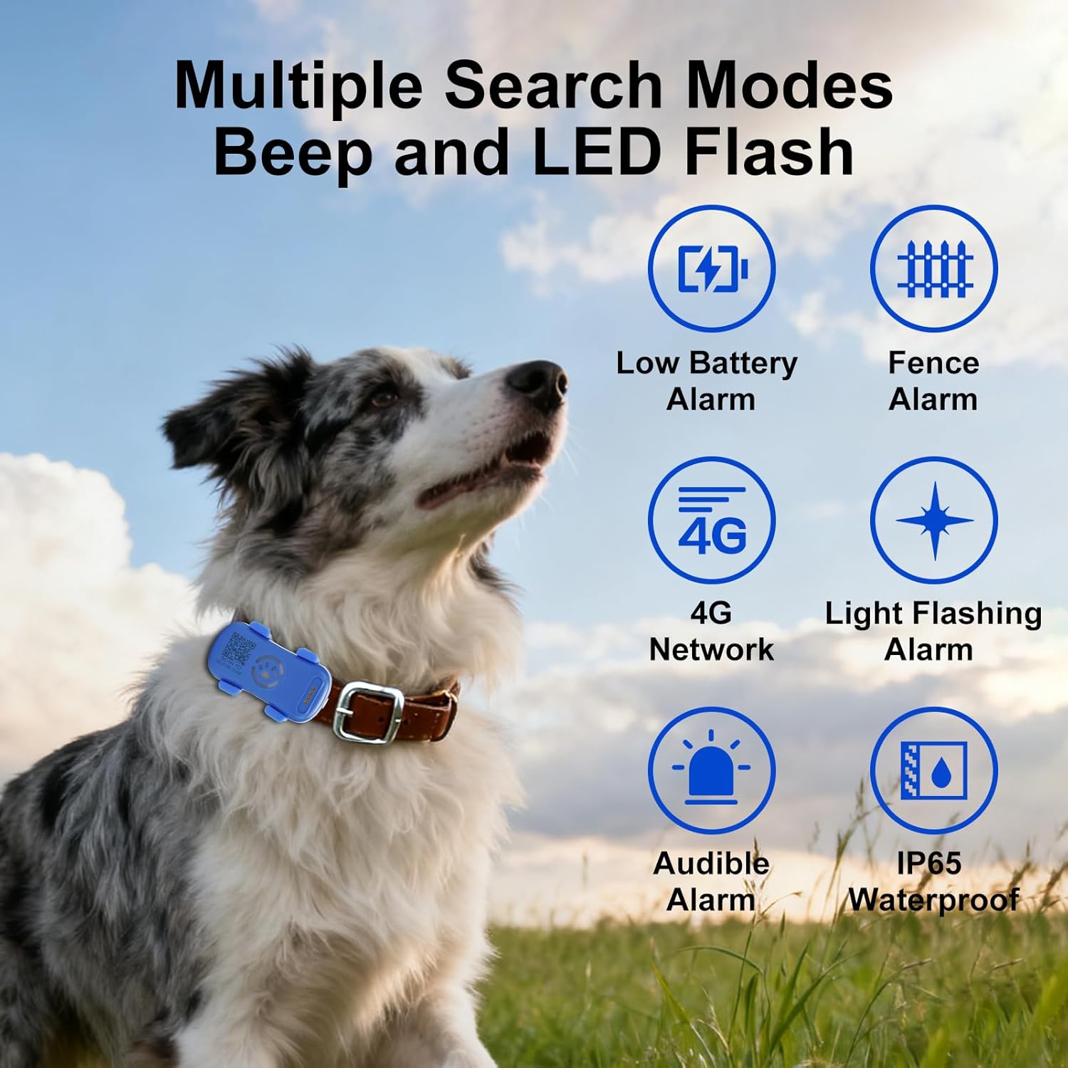 KFX-9304637 Real-Time Pet GPS Tracker with Geofence, Activity Monitoring, Waterproof Design, and Sound & Light Alerts