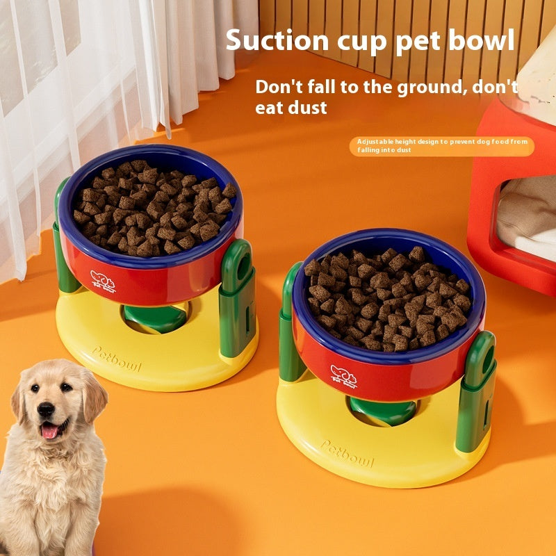 KFX-9305149 Adjustable Lifting Suction Cup Pet Bowl - Pink, Red & Blue Options