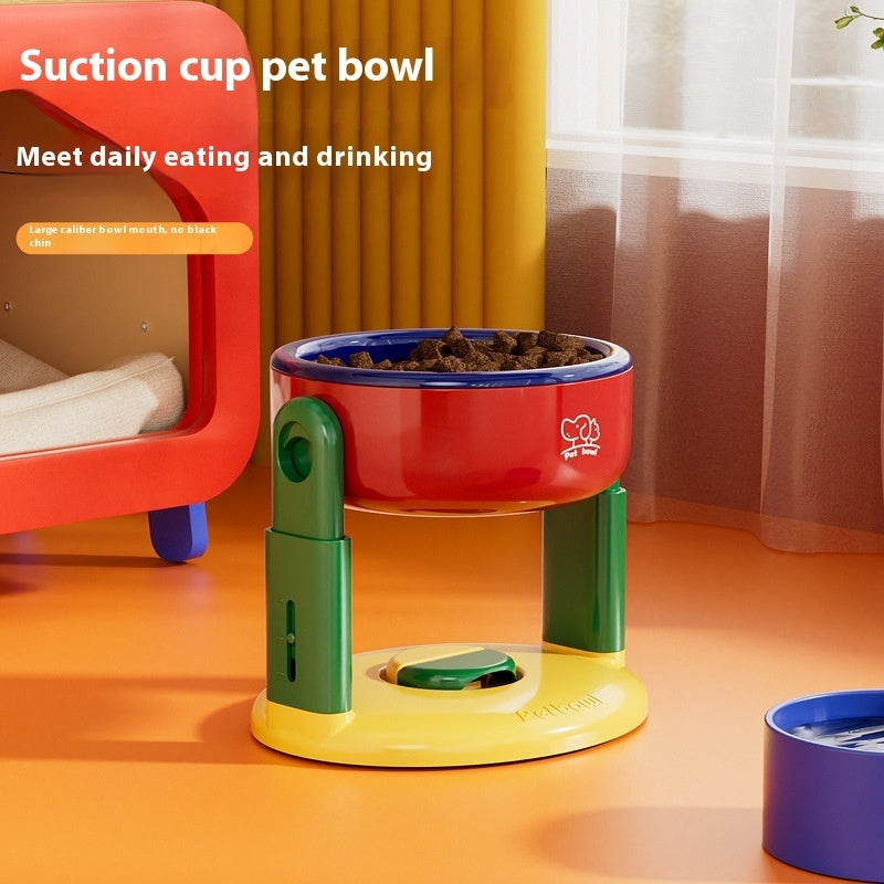 KFX-9305149 Adjustable Lifting Suction Cup Pet Bowl - Pink, Red & Blue Options