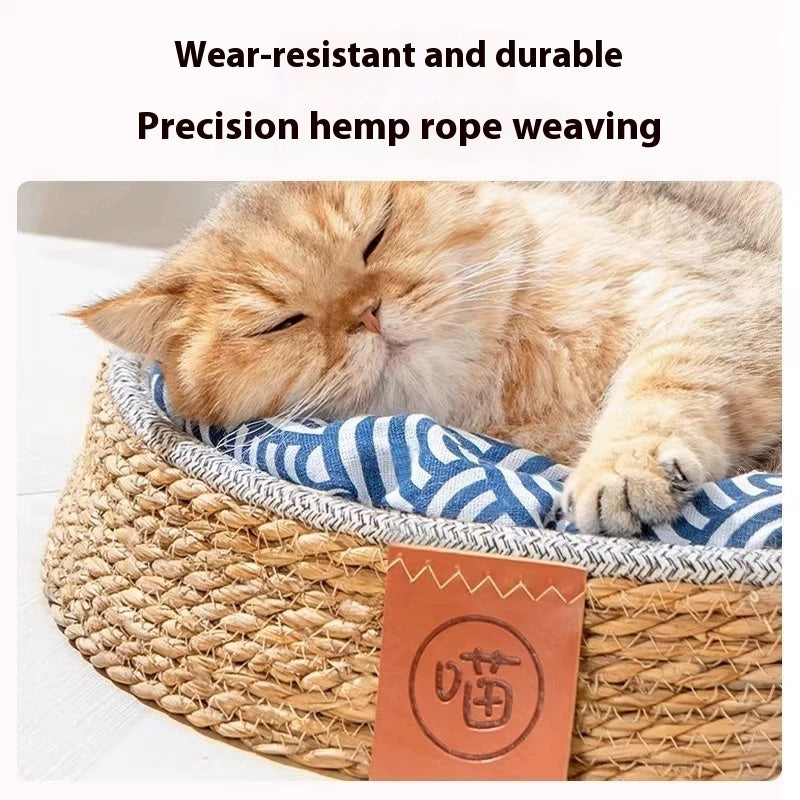 KFX-9305405 Comfortable Rattan Cat Nest Bed - Breathable & Cozy for Your Feline Friend