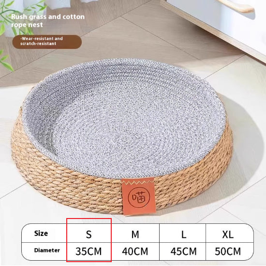 KFX-9305405 Comfortable Rattan Cat Nest Bed - Breathable & Cozy for Your Feline Friend