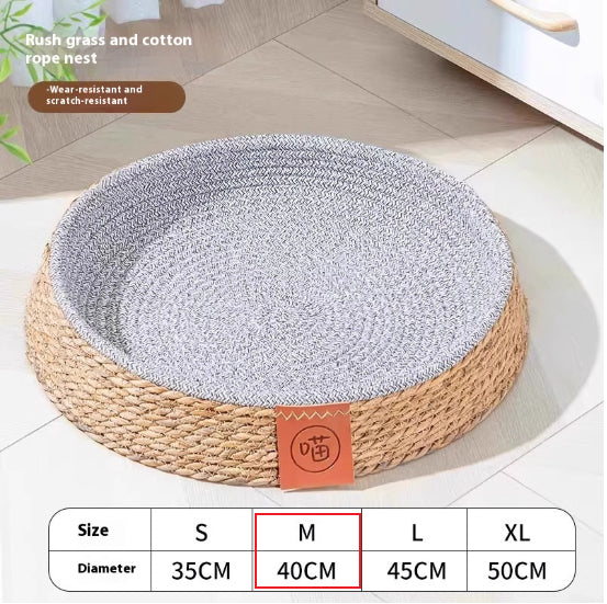 KFX-9305405 Comfortable Rattan Cat Nest Bed - Breathable & Cozy for Your Feline Friend