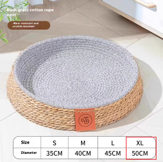 KFX-9305405 Comfortable Rattan Cat Nest Bed - Breathable & Cozy for Your Feline Friend