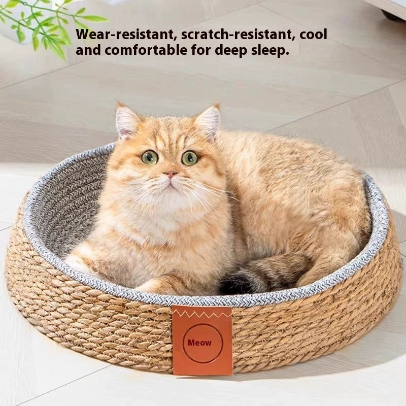 KFX-9305405 Comfortable Rattan Cat Nest Bed - Breathable & Cozy for Your Feline Friend