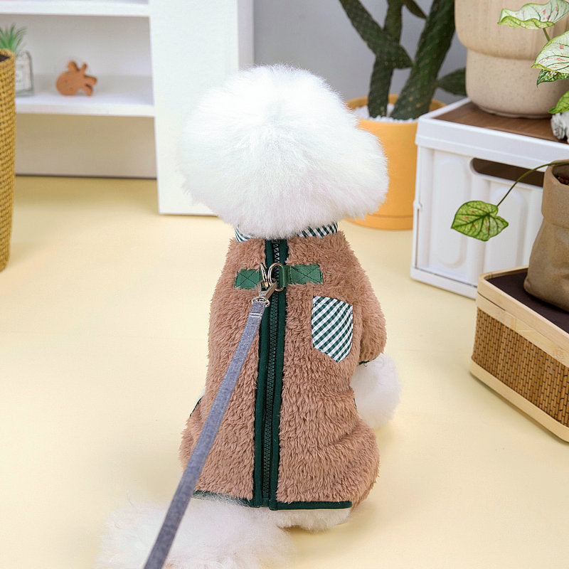 KFX-9305533 Double-Sided Velveteen Dog Clothing in Apricot and Khaki - Sizes XS to XL