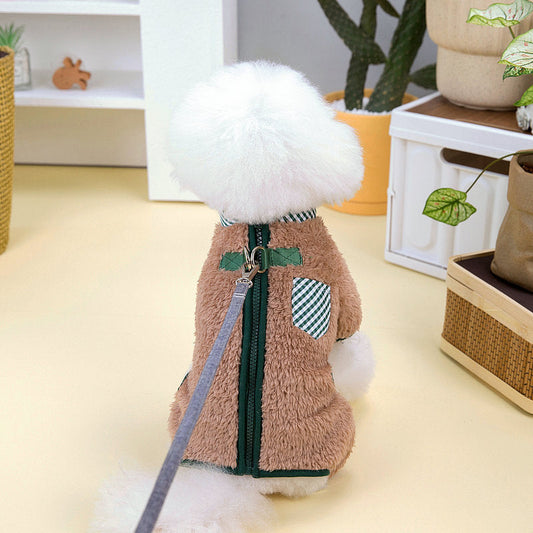 KFX-9305533 Double-Sided Velveteen Dog Clothing in Apricot and Khaki - Sizes XS to XL