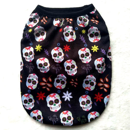 KFX-9306429 Colorful Skull and Ghost Head Pet Vests for Halloween, Multiple Styles and Sizes Available