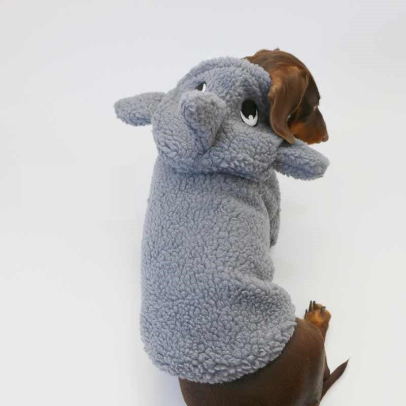 KFX-9306941 Fleece-Lined Gray Shark Hooded Sweater for Dogs and Cats - Warm and Trendy Pet Clothes