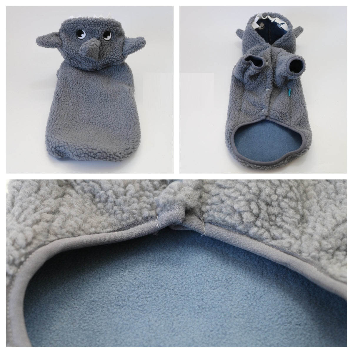 KFX-9306941 Fleece-Lined Gray Shark Hooded Sweater for Dogs and Cats - Warm and Trendy Pet Clothes